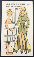 c1940s-50s State Hill Beer Garden PA Risque Poker & Taxes Comic Ad Trade Card picture