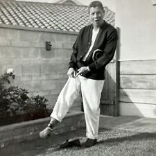 VINTAGE PHOTO Man Showing Off Silly Socks 1950S Goofy Funny ORIGINAL SNAPSHOT picture