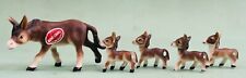 Vtg Donkey Family Mini Ceramic Figurines, Bone China Miniatures, Lot of 5 picture