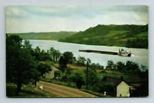 Ripley OH-Ohio, Scene On The Ohio River, Aerial Scenic View, Vintage Postcard picture