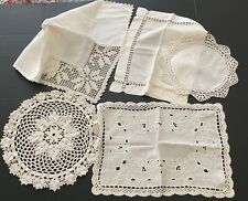Vintage White Lot of 5 Doilies * Runner* All appear Handcrafted* picture