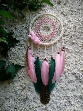 Delicate pink original dream catcher roses lace natural feathers home decor picture