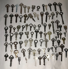 Huge Lot Antique Flat Skeleton Keys Small & Large Some Coded Unique Vintage 90+ picture