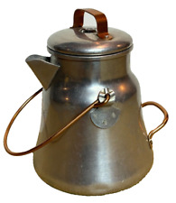 Vintage 50s Wear-Ever Aluminum 3112 Percolator Coffee Pot Copper Handles USA picture