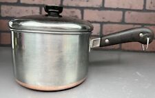 Vintage 1801 Revere Ware 3 Quart Copper Bottom Sauce Pan W/ Lid Clinton IL USA picture