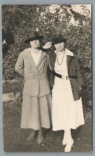 Two Women Posing Wearing Hats RPPC Divided Back Postcard Unposted 1918-1930 picture