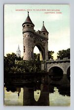 Hartford CT-Connecticut, Memorial Arch To Soldiers & Sailors, Vintage Postcard picture