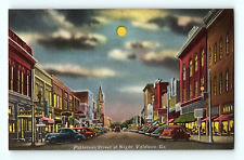 Patterson Street at Night Valdosta Georgia Vintage Street View Postcard E1 picture