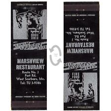 Vintage Matchbook Cover Marshview Restaurant West Scarborough Maine 1940s picture