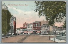 City Hall Square Taunton, Mass Divided Back Vintage Postcard c1910s picture