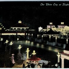 c1910s Denver, Colo White City @ Night Litho Photo Postcard CO Slide Lights A72 picture