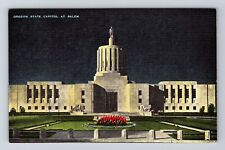 Salem OR-Oregon, State Capitol at Night, Vintage Postcard picture
