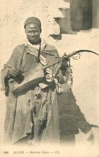 RPPC 1908 Antique POSTCARD Algeria - Algiers MUSICIAN - Posted FLORENCE Italy picture