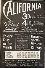 1897 THE OVERLAND LIMITED Railroad Train Schedule Vtg Travel Typography Print Ad picture