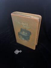 Antique Piggy Book Bank Treasure Chest Save & Have Victory WW2 VTG Zell WITH KEY picture
