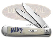 Case xx Knives U.S. Navy Logo Trapper Natural Bone Stainless Pocket Knife 22553 picture