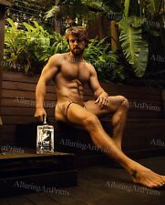 8x10 Male Model Photo Print Muscular Handsome Hairy Shirtless Hunk -MM487 picture