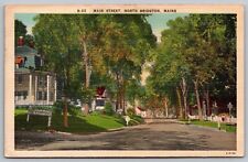 Bridgton Maine Residential Neighborhood Streetview Linen Cancel WOB Postcard picture