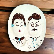1950s Herman's Ceramic Double Spoon Rest Old Fashioned Lady Man Couple 1951 Vtg picture