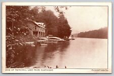 View of Twitchell Lake From Boathouse. Big Moose New York Vintage Postcard picture