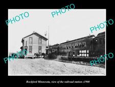 OLD LARGE HISTORIC PHOTO OF ROCKFORD MINNESOTA THE RAILROAD STATION c1900 picture