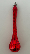 Vintage Red Mercury Glass Twisted Teardrop Ornament 6.25