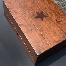 Writing Box Antique Wood Lap Desk with Inlay Star 14x10x5 inches picture