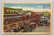 1940 Children's Parade at Hampton Beach NH Colorful Linen Postcard Posted 1946 picture