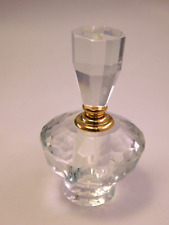 Vintage Crystal Cut Perfume Bottle Geometric Cut Crystal Screw in Topper Dauber picture