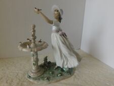 STUNNING LLADRO SPAIN FIGURE #6106 - SPRING JOY - GIRL WITH BIRDS AT FOUNTAIN picture