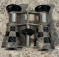Antique Silver And Black Checkered Opera Glasses  Lemaire FI Paris picture
