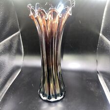 Westmoreland Carnival Glass Amethyst Corinth Flower Vase - 10” picture