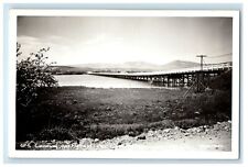 c1940's Causeway Over Flathead Lake Falls Polson Montana MT RPPC Photo Postcard picture
