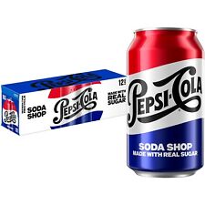 NEW PEPSI-COLA MADE WITH REAL SUGAR SODA 12 PACK 12 FLOZ, 12 CANS picture