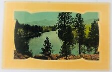 Vintage Lake Mountain Forest Scene Embossed Postcard 1911 Frame Look picture
