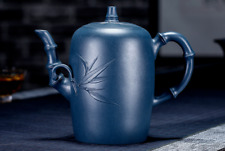 Chinese Yixing Zisha Pottery 350cc Green Clay Teapot Handmade Bamboo Joint Pot picture