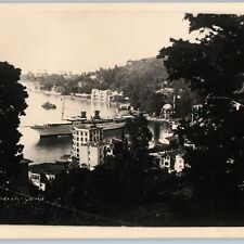 c1930s Bebek, Istanbul, Turkey RPPC Birds Eye Steamship Harbor Real Photo A193 picture