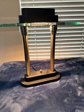table lamp brass and glass halogen Heavy Duty Bankers Style picture