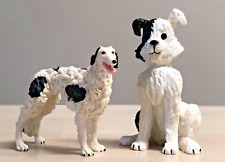 Vintage Black And White Sculpted Detail Borzoi And Jack Russel Dog Figurines picture