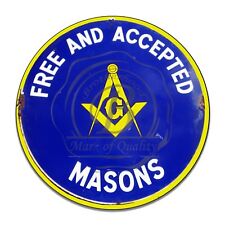 Free Masons Free And Accepted Masonic Emblem Reproduction Circle Aluminum Sign picture