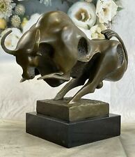 Handcrafted Detailed Mid Century Abstract Bull Solid Bronze Sculpture Statue Art picture