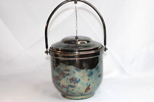 Vintage Antique Silverplated Newport Swing Top Ice Bucket Milk Glass Interior picture
