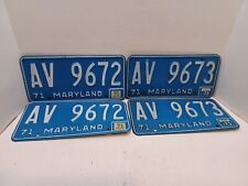 1971 Vintage Matched 2 Pair Maryland License Plates AV9672/AV9673 Sequential# B2 picture