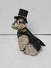 Vintage Wales Spaghetti Poodle Sitting dog figurine gray 5.5” Top Hat & Coat... picture