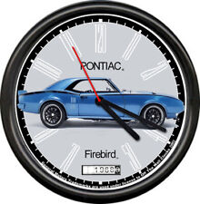 Licensed 1968 Pontiac Firebird Blue Muscle Car Retro General Motors Wall Clock picture