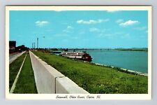 Cairo IL-Illinois, Seawall Ohio River, Antique Vintage Souvenir Postcard picture
