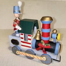 Vintage Christmas Train Hand Painted Wood Train Engine & Engineer Holiday Decor picture