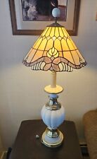 Stiffel Style Table Lamp Osterich Egg MCM Tiffany like shade Vintage Rare Pink picture