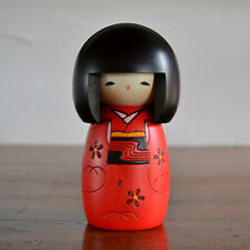 Usaburo Kokeshi Doll Young Child red Kimono Okappa Japan Handmade Wooden NEW picture