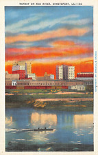 UPICK POSTCARD Sunset on RED RIVER Shreveport Louisiana c1930 Unposted picture